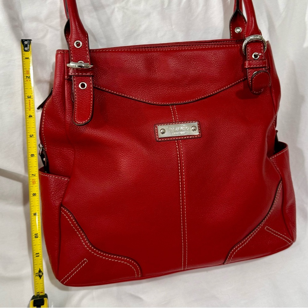Tignanello Red Leather Tote Bag - Picture 3 of 7